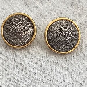 Vintage 80s LIZ CLAIBORNE LCI Gold & Silver Tone Post Pierced Botton Earrings